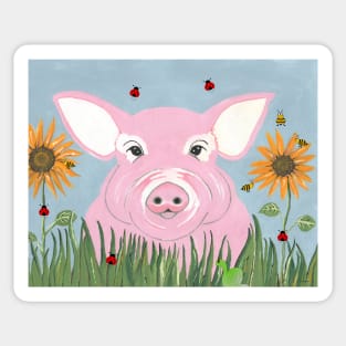 PIG Farmer Cute Pink Pig Acrylic Painting Sticker